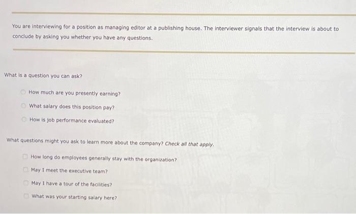 4. During the Interview - Part 2 Employment