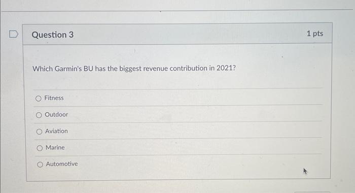 please use graphs to answer Garmin specializes in