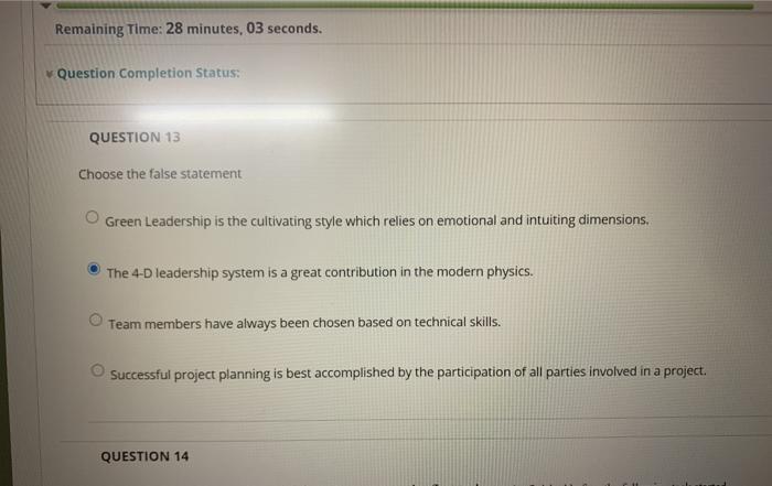 Remaining Time: 28 minutes, 03 seconds. Question