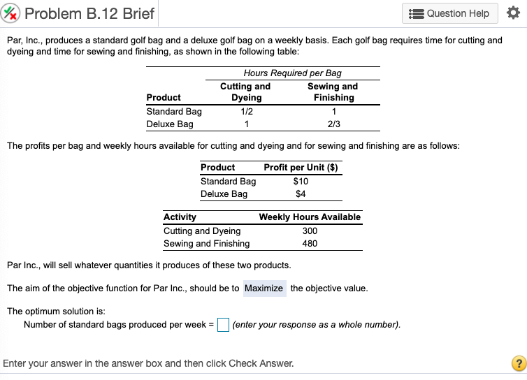 %x Problem B. 12 Brief Question Help O Par, Inc.,
