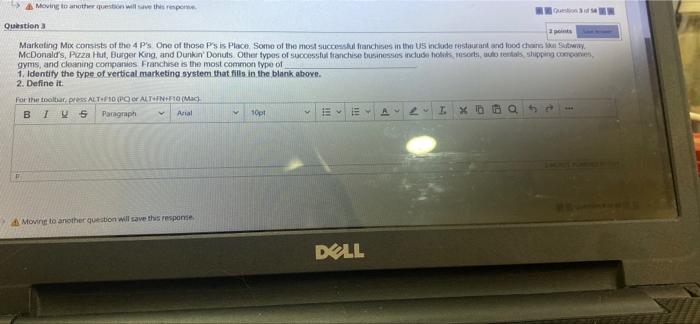 > Moving to another question will reports que