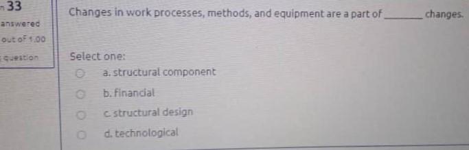 33 Changes in work processes, methods, and