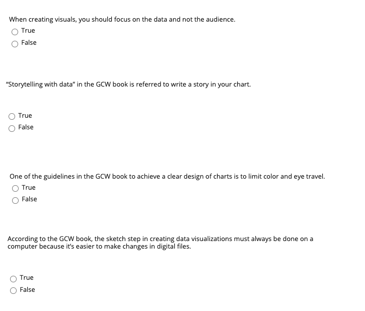 When creating visuals, you should focus on the