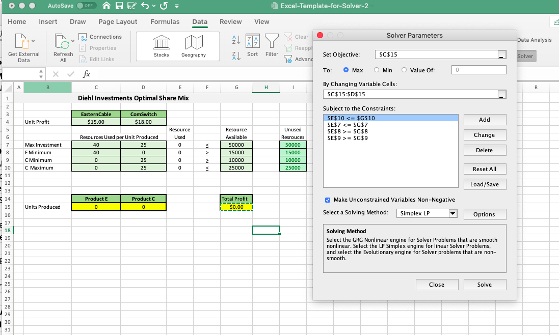I need to use Solver to solve this problem but I