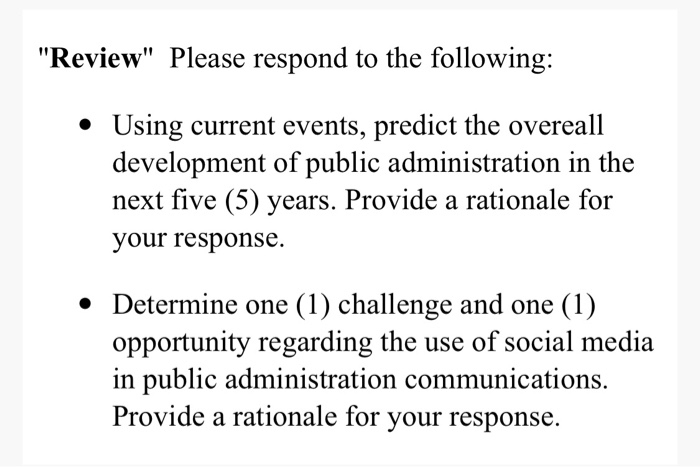 "Review" Please respond to the following: Using