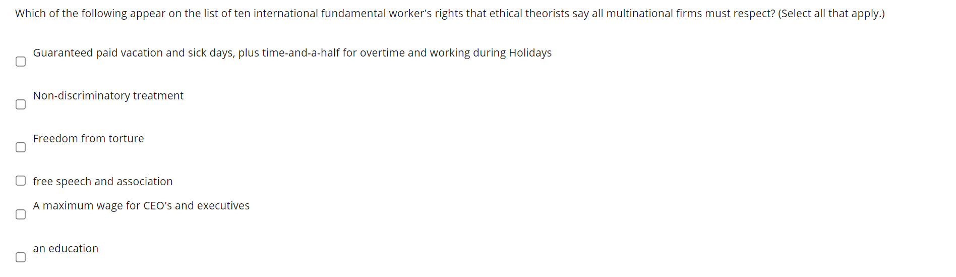 Which of the following appear on the list of ten