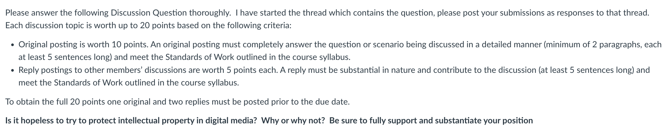 Please answer the following Discussion Question