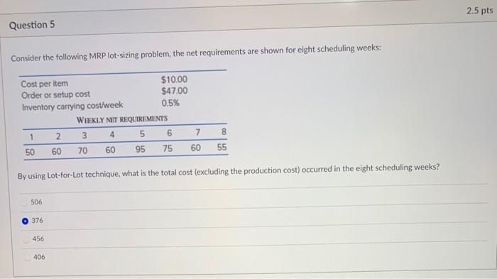I will thumbs up if correct (: 2.5 pts Question 5