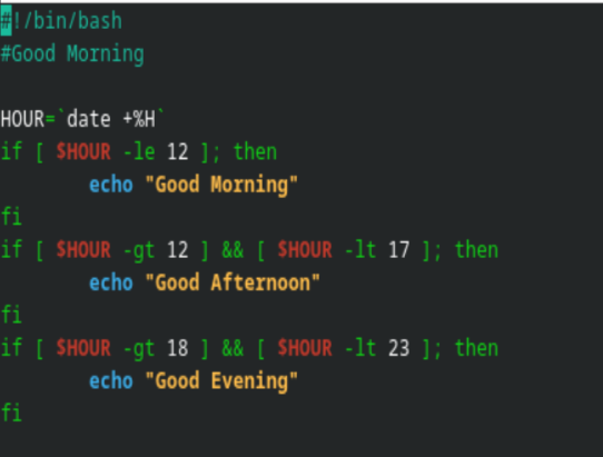 Create a shell script that gives messages