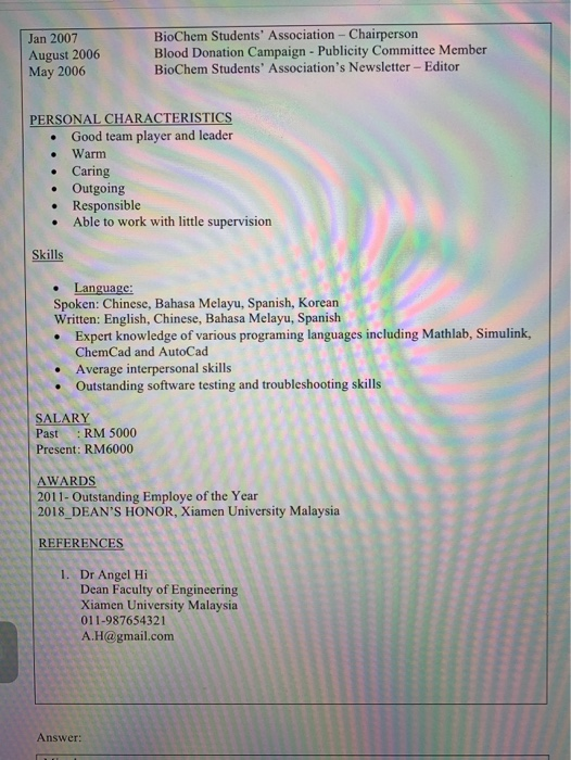 Question 5 (15 marks) Read the job advertisement