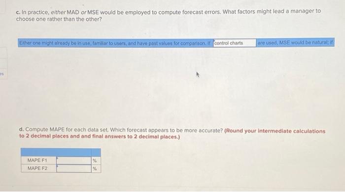 Problem 3-21 (Algo) Two different forecasting