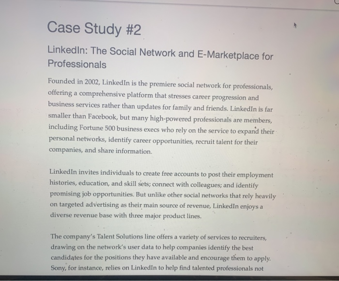 Case Study #2 Linkedin: The Social Network and