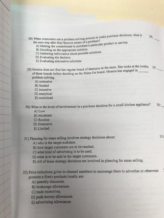 Creativity and Marketing 2x) 28) When consumers