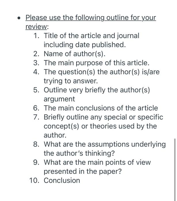 Article Summary Assignment Students are expected