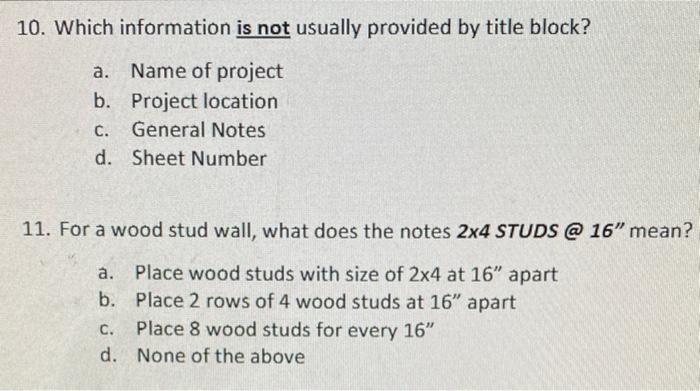 10. Which information is not usually provided by