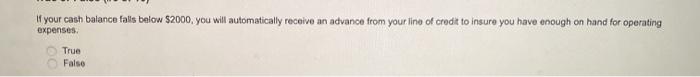your cash balanco falls below $2000, you will