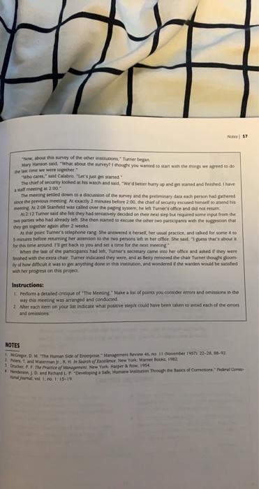 1. Perform a detailed critique of "the meeting"