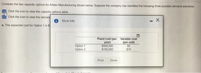 Consider the two capacity options for Arktec