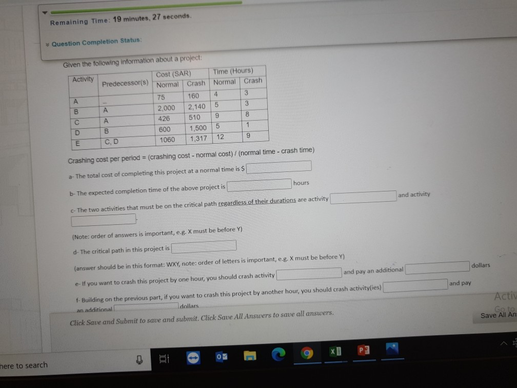 Remaining Time: 19 minutes, 27 seconds. Question