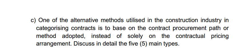 c) One of the alternative methods utilised in the