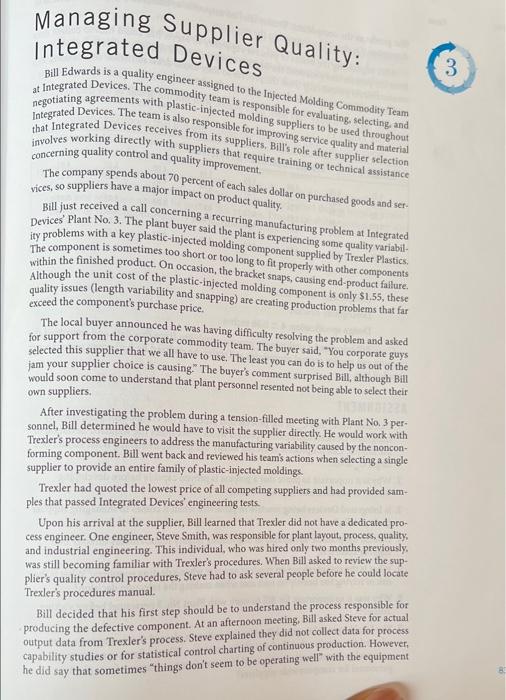 Managing Supplier Quality: Integrated Devices 3