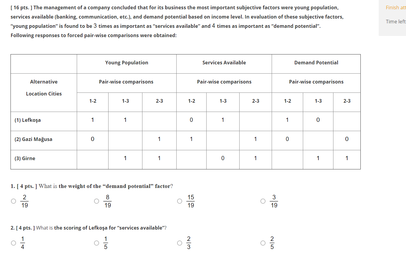 Finish att [ 16 pts. ] The management of a