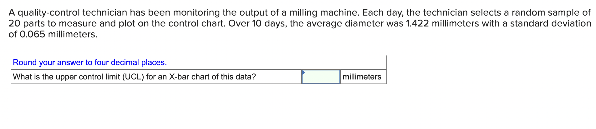 A quality-control technician has been monitoring