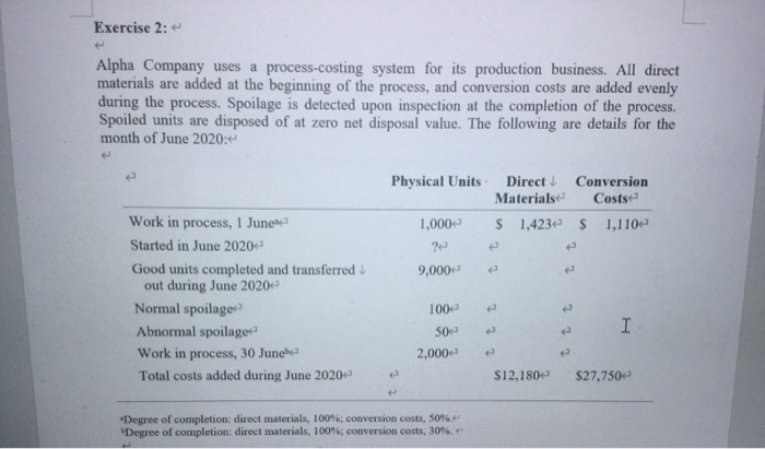 (I have an exercise question about accounting.