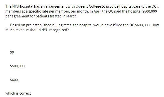 The NYU hospital has an arrangement with Queens