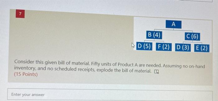 A B (4) C (6) AD (5) F (2) D (3) E (2) Consider