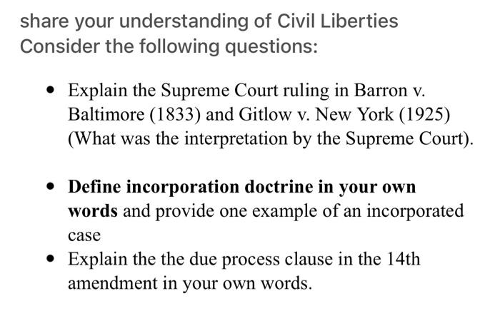 share your understanding of Civil Liberties