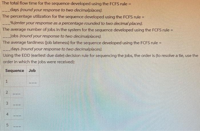 Using the FCFS (first come first served) decision