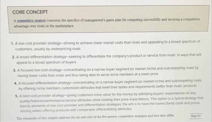 explain and give example of each strategy CORE