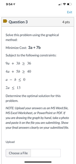 9:547 Exit Question 3 4 pts Solve this problem