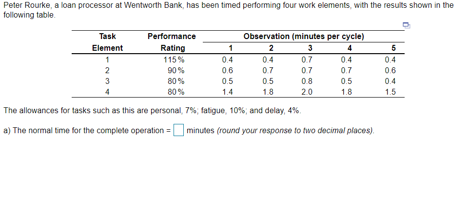 b) What is the standard time? Peter Rourke, a