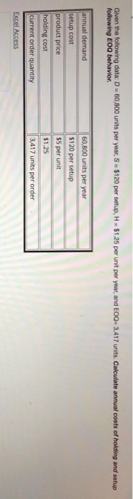 Given the following data: D-60,800 units per