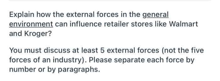 in strategic management Explain how the external