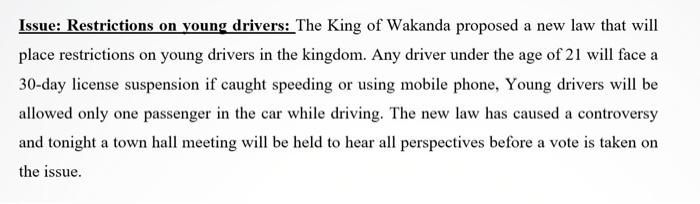Issue: Restrictions on young drivers: The King of