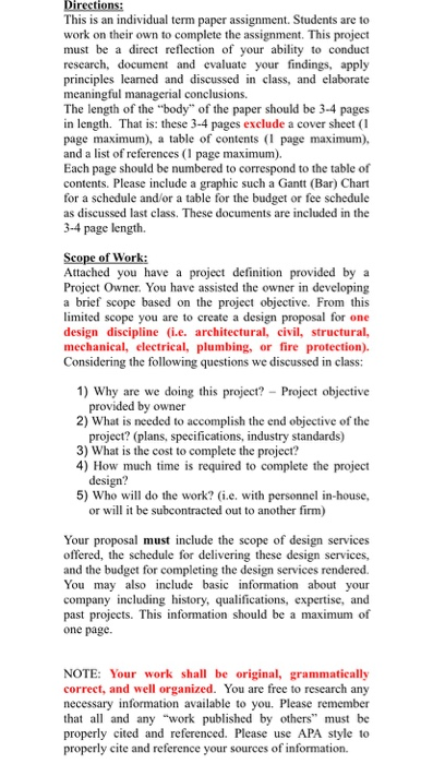 Directions: This is an individual term paper