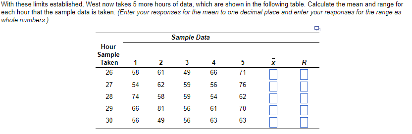 Refer to Table $6.1 - Factors for Computing