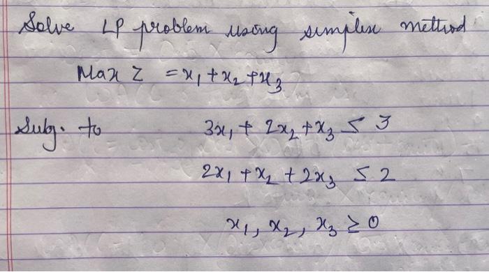 Solve Lp problem using simplese method Manz axit