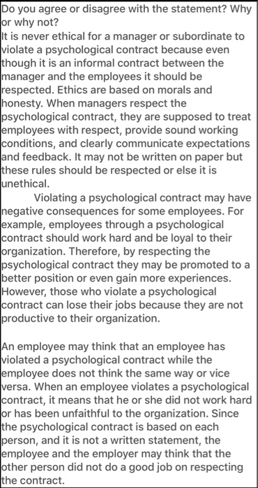 Do you agree or disagree with the statement? Why