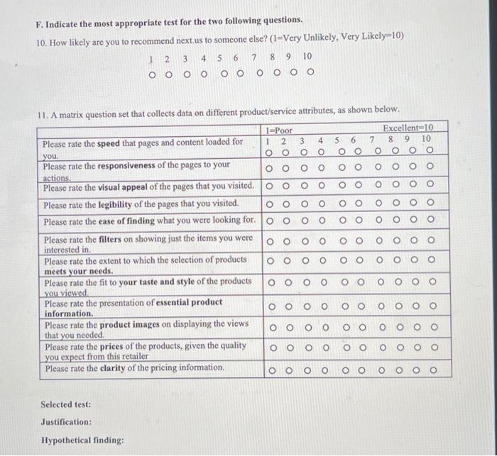 E) Indicate the most appropriate test for the two