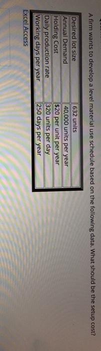 A firm wants to develop a level material use