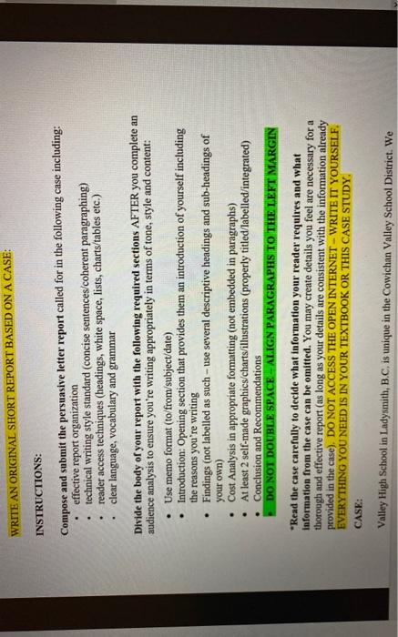 WRITE AN ORIGINAL SHORT REPORT BASED ON A CASE: .