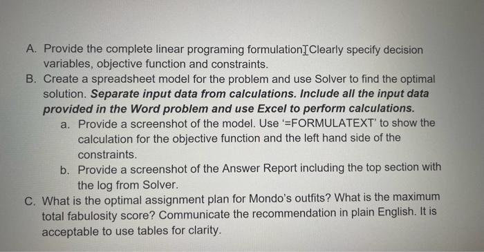Need complete linear programming formulation and
