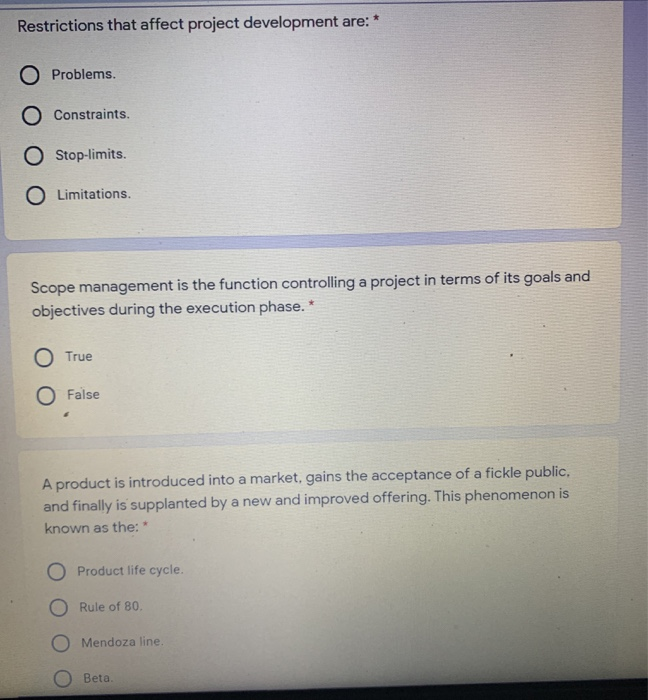 * Restrictions that affect project development