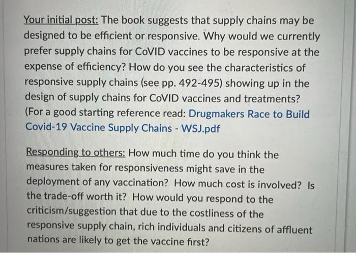 Your initial post: The book suggests that supply