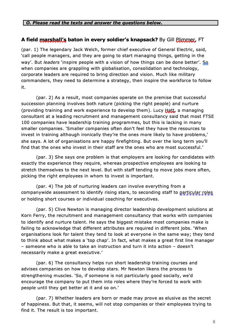 here are the questions: 0. Please read the texts