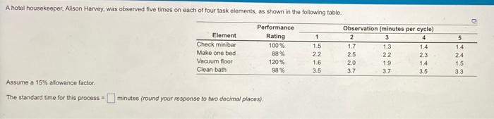5 A hotel housekeeper, Allson Harvey, was